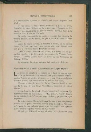 Homenaje de "La Peña" a la memoria de López Merino