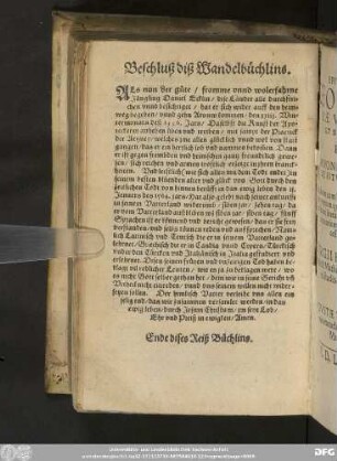 Beschluß diß Wandelbüchlins.