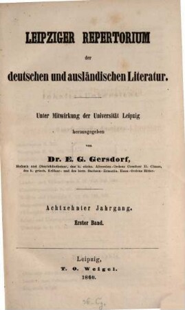 Leipziger Repertorium der deutschen und ausländischen Literatur. 69. 1860 = Jg. 18, Bd. 1 = Bd. 103