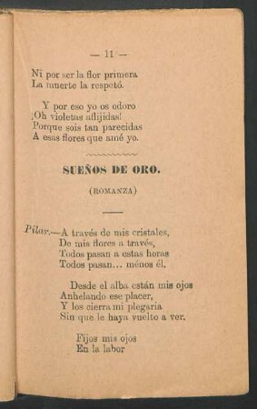 Sueños de oro. : (Romanza)