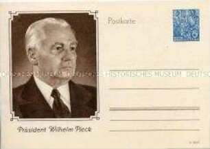 Postkartenvordruck mit Porträt von Wilhelm Pieck