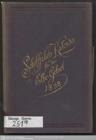 16.1898: Schiffahrts-Kalender für das Elbe-Gebiet