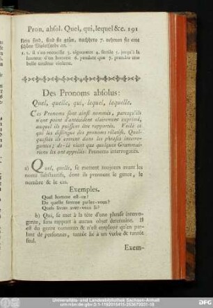 Des Pronoms absolus: Quel, quelle, qui, lequel, laquelle.