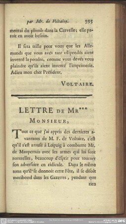 Lettre De Mr ***