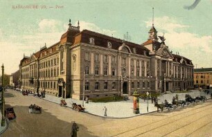 Postkartenalbum mit Motiven von Karlsruhe. "Karlsruhe in Baden. Post"