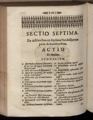 Sectio Septima. De Actionibus ex septima Pandectarum parte descendentibus.