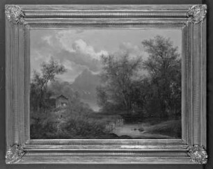 Bauernhaus am schweizer Gebirgssee