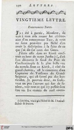 Vingtième lettre: Enterremens Turcs