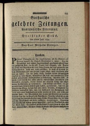 Dreißigstes Stück, den 26ten Julii 1794.