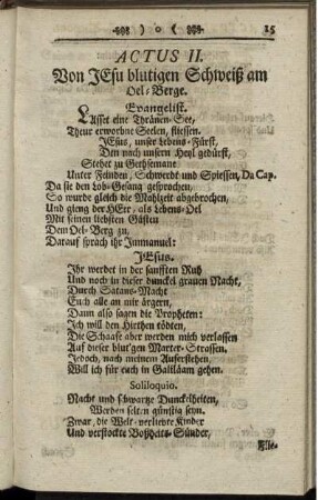 Actus II. Von Jesu blutigen Schweiß am Oel-Berge