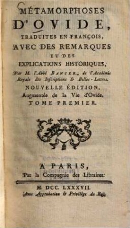 Métamorphoses D'Ovide, 1