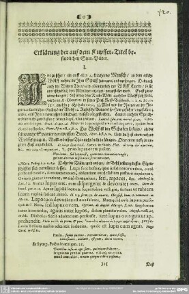 Erklärung der auf dem Kupffer-Titel befindlichen Sinn-Bilder