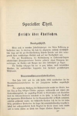 Berichte über Thatsachen.