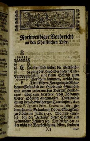 Nothwendiger Vorbericht an den Christlichen Leser.