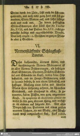 VI. Nervenstärkende Schlagfluß-Tinctur