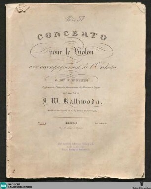 Concerto pour le violon avec accompagnement de l'orchestre ou de pianoforte : Oeuvre 9