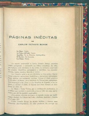 Páginas inéditas de Carlos Octavio Bunge