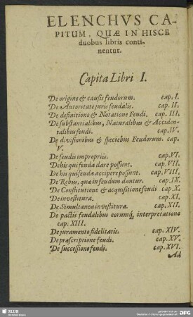 Elenchus Capitum, Quae In Hisce duobus libris continentur