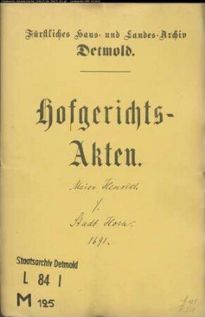 Meier Henrich zu Nieder-Heesten gegen Stadt Horn - Schuldforderung