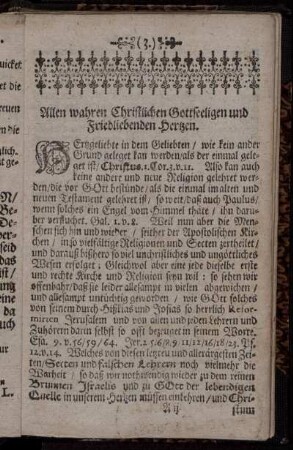 Allen wahren Christlichen Gottseeligen und Friedliebenden Hertzen.