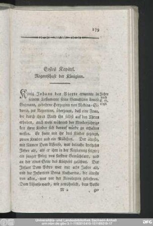 Erstes Kapitel. Regentschaft der Königinn.