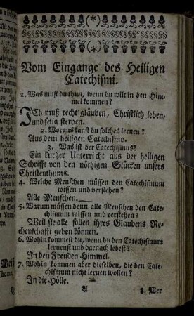 Vom Eingange des Heiligen Catechismi.