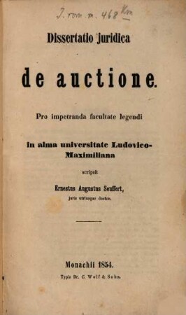 Dissertatio juridica de auctione