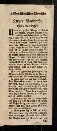 3-5, Kurzer Vorbericht. Geliebter Leser!