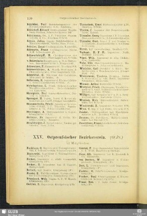 XXV. Ostpreußischer Bezirksverein.