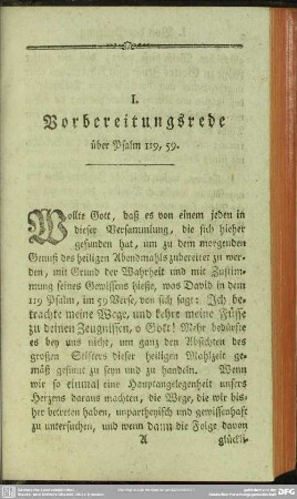 I. Vorbereitungsrede über Psalm 119, 59