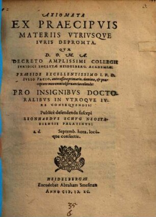 Axiomata ex praecipuis materiis utriusque iuris depromta