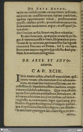 De Arte Et Advocatoria. Cap. XCIII.
