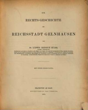 Neujahrsblatt des Vereins für Geschichte und Altertumskunde zu Frankfurt a.M.. 1874