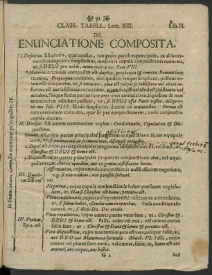 Class. Tabell. Log. XIII. De Enunciatione Composita.