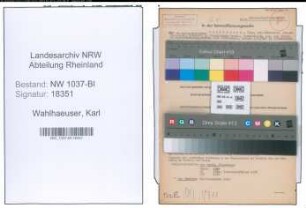 Entnazifizierung Karl Wahlhaeuser , geb. 02.02.1907 (Bahninspektor)