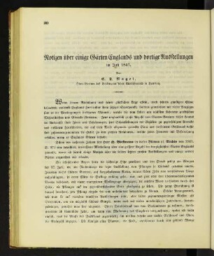 Notizen über einige Gärten Englands und dortige Ausstellungen im Juli 1847.