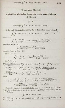 Neunzehnter Abschnitt. Reduktion vielfacher Integrale nach verschiedenen Methoden.