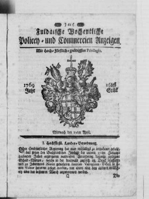 16tes Stück, Ausgabe vom 19. April 1769