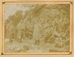 Foto von Soldaten bei den Vorarbeiten zum Bau der Endstation der Drahtseilbahn auf dem Hartmannsweilerkopf