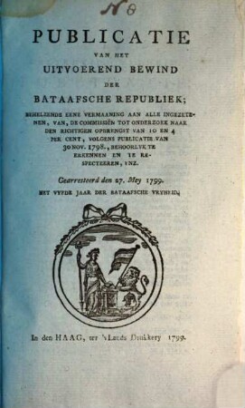 Publicatie van het uitvoerend bewind der Bataafsche Republiek. 1799, 27. Mai