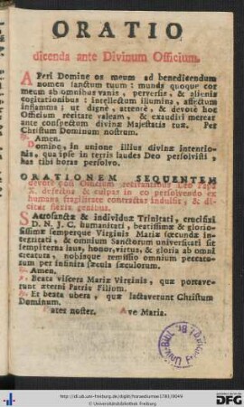 Oratio dicenda ante Divinum Officium.