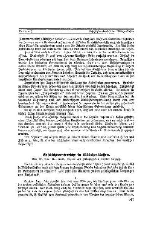Geschichtsunterricht in Mädchenklassen