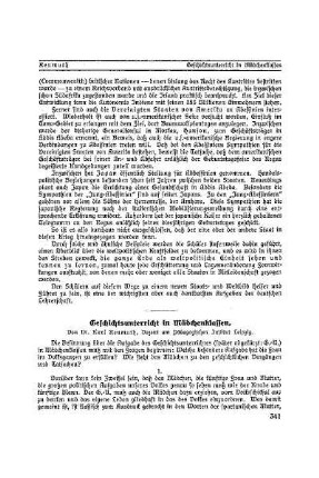 Geschichtsunterricht in Mädchenklassen