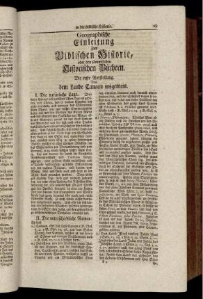 Geographische Einleitung zur Biblischen Historie, oder den sämmtlichen Historischen Büchern.