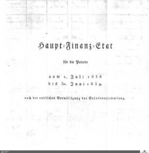 Haupt-Finanz-Etat 1836-1839