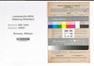 Entnazifizierung Wilhelm Romany, geb. 14.01.1904 (Ingenieur)