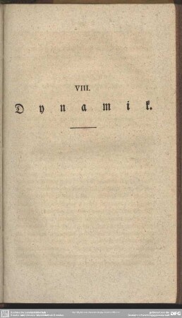 Achte Abtheilung. Dynamik