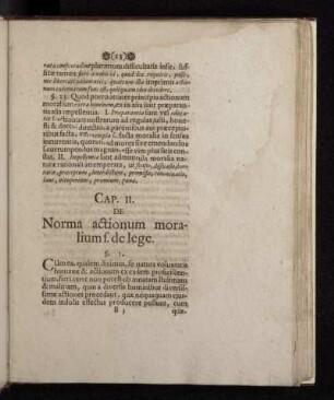 Cap. II. De Norma actionum moralium s. de lege.