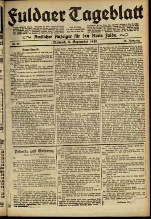 Ausgabe vom Mittwoch, den 08. September 1920.