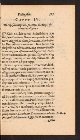 Capvt IV. De expositione primi praecepti decalogi, [et] virtute religionis.